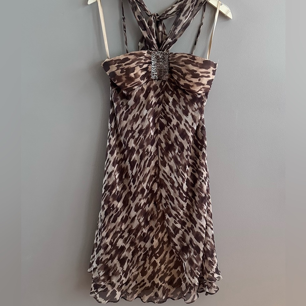 BCBG Silk MaxAzria Brown and Cream Dress